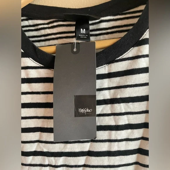 New Mossino Women Sleeveless Linen Dress Black White Stripe Size Medium - Picture 7 of 10